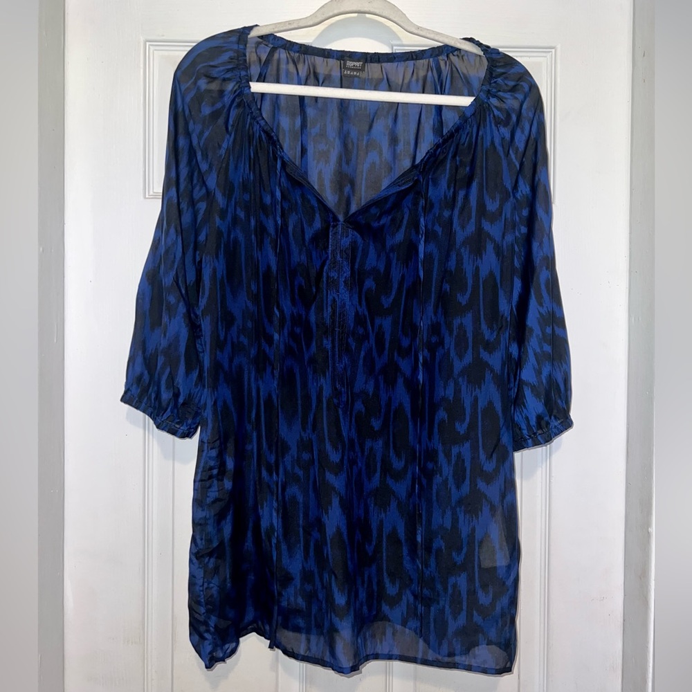 ESPRIT Silk Leopard Print V Neck Tunic